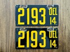 1914 Delaware Porcelain License Plate Pair 2193 Ford Pierce Alpca Hcca Aaca