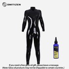 Smitizen Glossy Black Silicone Tight Catsuit Without Zippers For Fetish Cosplay
