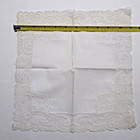 Vintage Ladies Handkerchief -fine Linen   Lace Ivory Wedding Hankie - Unused
