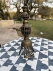 Vintage Tall Pierced Brass Ornate Asian Candlestick Holder