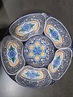 7 Piece Melamine Lazy Susan Divided Serving Dishes Floral Blue