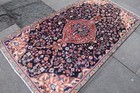 Vintage Hand Made Traditional Oriental Wool Blue Pink Rug 180x104cm