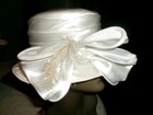Kentucky Derby Wedding Hat Church Wide Brim Big Satin Bow Band  W Feathers