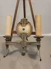 Antique Riddle Co Floral Cast Metal Wall Double Sconce 1920s Colorful Art Deco