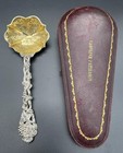 Cast English Sterling Silver Jam   Sugar Spoon Original Box 1852 Francis Higgins