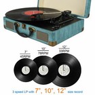 Record Player Vintage 3-speed Bluetooth Vinyl Turntable Belt Driven Suitcase
