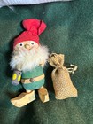 Vintage Swedish Folk Art Wood Santa Elf Tomte Gnome Christmas Figurine -dcp