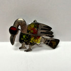 Vtg Cmc Rare Sterling Silver Bird Muliticolor Inlay Made In Peru Pin pendant