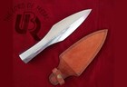 Hand Forged Hunting Spear Head High Carbon Steel With Leather Sheath