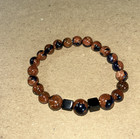 1 Handmade Stretchy Bracelet Goldstone And Black Size 6 0
