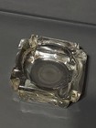 Vintage Art Deco Style Heavy Clear Glass Ashtray   Catch All Dish 4  Square