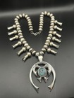 Sterling Silver Navajo Turquoise Squash Blossom Necklace James Francis Native 