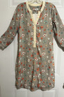 Downeast Taupe Floral Tunic Dress Sz Small Fall Casual Boho Cottage Hippie