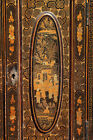 Amazing Antique Chinese Export Gilt Decorated Black Lacquer Jewelry Cabinet