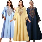 Moroccan Abaya Women Muslim Long Sleeve Maxi Dress Embroidery Dress Gown Kaftan