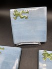 Pottery Barn Frog Tiles Coasters Trivet Blue Glazed 4 In Square Lot Of 4