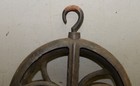 Cast Iron Well Pulley Antique Farm Wheel Steampunk Industrial Collectible Tool
