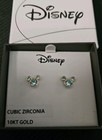 Disney Mickey Mouse 10kt Gold Earrings Blue Cubic Zirconia December Birthstone