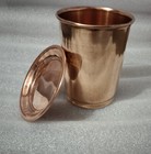 Pure Copper Water Glass Set 1 With Plate  Yoga Ayurveda Health Benefits 300 Ml