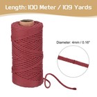 Macrame Cord 4mm X 109 Yard  Cotton Rope Twisted  for Plant Hangers -wine Red