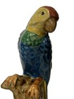 Antique 9   h Pair Of Majolica Parrot Figurines Hand Painted  Excellent Condition