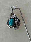 Vtg Navajo Sterling Silver Turquoise Dangle Stickpin Hat Pin 2 3 8 