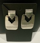 Vintage Sterling Silver Southwest Style 1980   s Post Earrings Geometric Etched