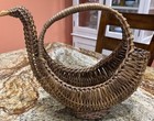 Wooden Wicker Rattan Brown Goose Swan Basket Rustic Farmhouse Decor With Handle