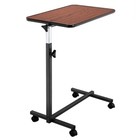 Multifunctional Adjustable Bedside Table 4 Wheels With Brake wood Grain Color
