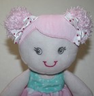 Baby Starters Doll Plush Lovey Girl 12  White Pink Aqua Polka Dot Bow Sewn Eyes