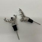 2   Jagermeister Stag elk deer Head Metal Bottle Pour Spout Stopper Collectible