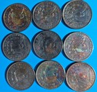 Lot Of 9 Coins Morgan Silver Dollars Mostly Au unc Toned Various Dates Authentic