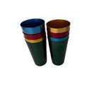Vtg Anodized Aluminum Set Of 8 Cups Tumblers Ribbed
