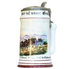 German Regimental Beer Stein   Lithophane - Porcelain - Inlaid Lid - 0 5l