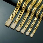 10-22mm Stainless Steel 14k Gp Miami Hip Hop Cuban Chain Necklace Bracelet