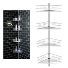 Shower Caddy Storage Bathroom Corner Shelf Rack Tension Pole Triangular 4 Tier