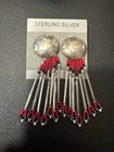 Native American Navajo Sterling Silver Lrb Signed Concho Earrings