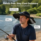 Kiborx Solar Fan Sun Hat With 4 Fans  Usb-c Rechargeable  fishing  Wide Brim   