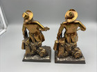 Pair Town Crier Brass Bookends Gold Tone Felted Bases Pm Craftsman 7 