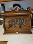 Vintage Wooden Roll Top Bread Box With    bread    Stenciled Lettering Beautiful