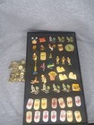 Lot Of 44 Hat  Lapel Pins  Beer  Texas  Birds  Superman mcdonalds and Extra Back