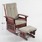 Glider Chair For Nursery With Ottoman Resistant Rubber Wood Light Beige Cushion