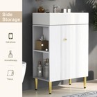 Bathroom Vanity Single Ceramic Sink Combo Storage Cabinet W left Side Storage