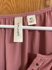 Tacera Pink Long Sleeve V-neck Blouse With Metallic Stud Trim Size Xl