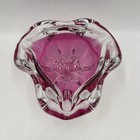 Vintage Murano Large Ashtray Heavy Massive Pink Ruffled Hand Blown Glass