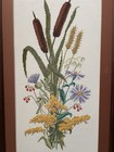 Vtg Framed Floral Needlepoint Cross Stitch-bernat    countryside Bouquet    -25   x14   
