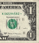 2017  1 One Dollar Star Note Serial   K06594582  3 2m Run - One Pair  55 