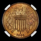 1865 2 Cent Piece     Ngc Ms-64-rb     2c Coin Red-brown Plain 5 Unc    trusted   