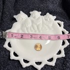 Kittens White Milk Glass Plate Scalloped Edge Westmoreland Glass Etched Writing