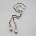 Vintage Twist Chain Lariat Necklace Statement Silver Tone 28 In